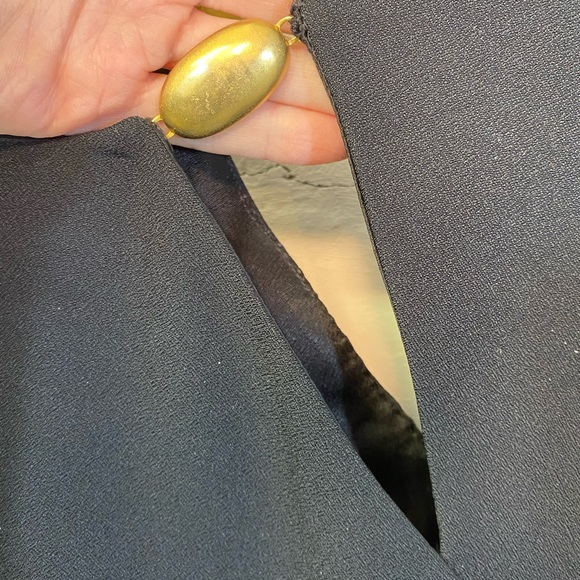 Gillian Black Dress w/ Gold Metal Accents w/ Cut Outs Around Neckline Elegant - Picture 4 of 10